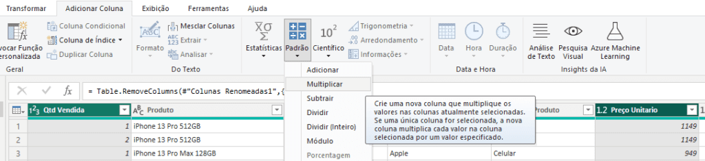 opção Multiplicar
