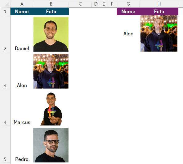 Aplicando PROCV com Imagens, mudando seleção