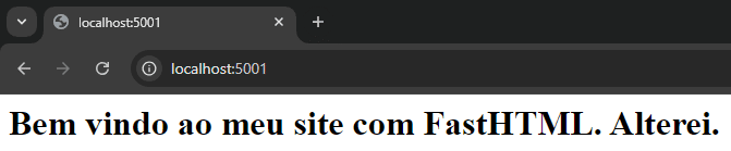 Visualizando o site após modificação