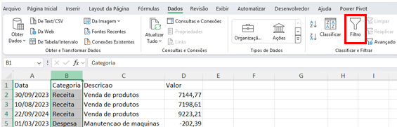 Filtro no Excel – Organizando os Dados