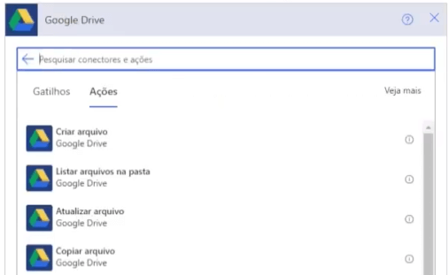 Opção Criar arquivo no Google Drive