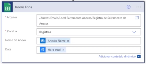 campo Nome do Anexo com a opção Anexos Nome