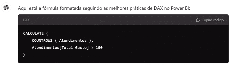 Fórmula organizada pelo ChatGPT
