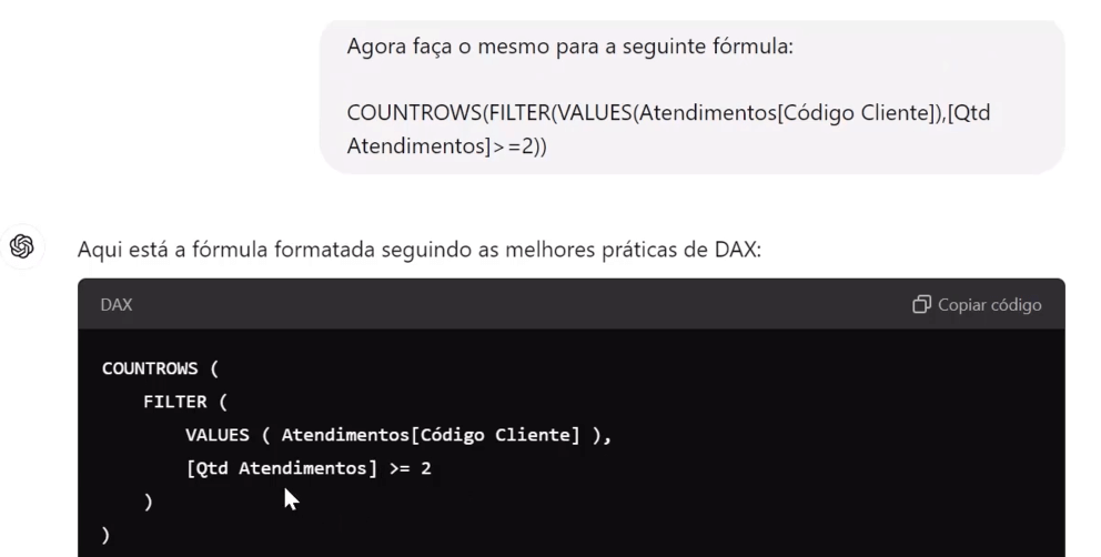Organizando fórmula COUNTROW