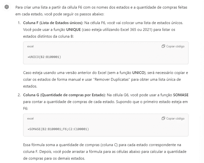 Passo a passo para Quantidade de Compra por Estado
