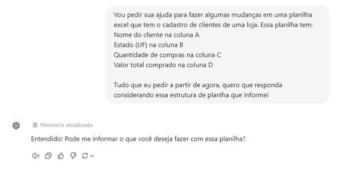 Explicando a Planilha para o ChatGPT