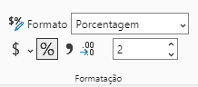 Formatação em Porcentagem