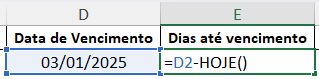 Cálculo de Dias Até Vencimento
