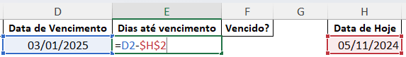 Cálculo de Dias Até Vencimento