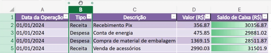 Mudar Linhas e Colunas no Excel Online