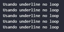 Underline no loop for