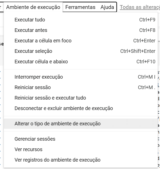 Alterar o tipo de ambiente de