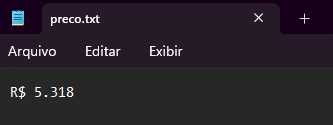 Salvando o preço em um arquivo