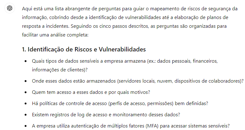 Levantamento de Riscos com ChatGPT