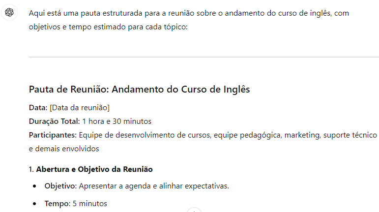 Pauta de Reunião com ChatGPT