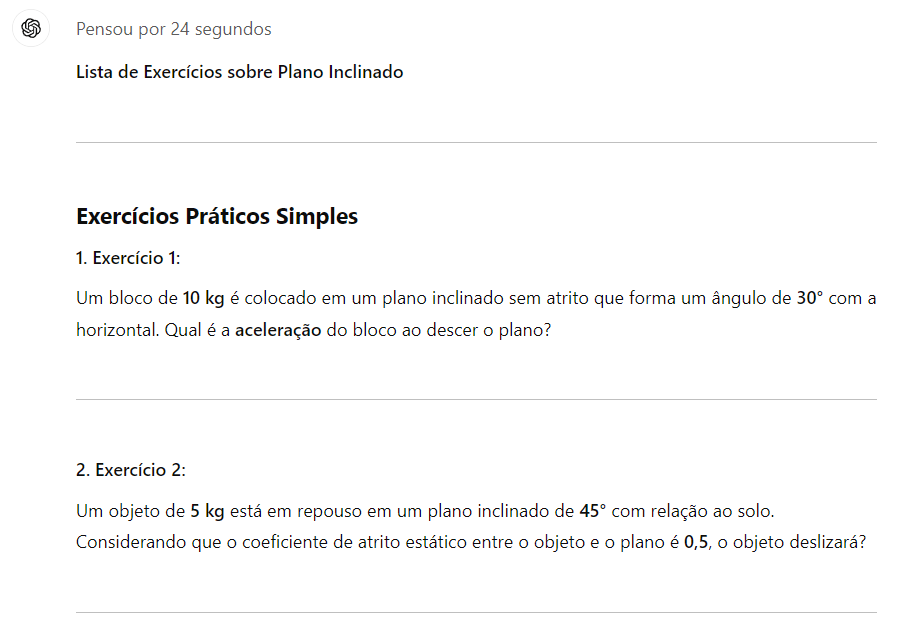 Criação de Exercícios Personalizados
