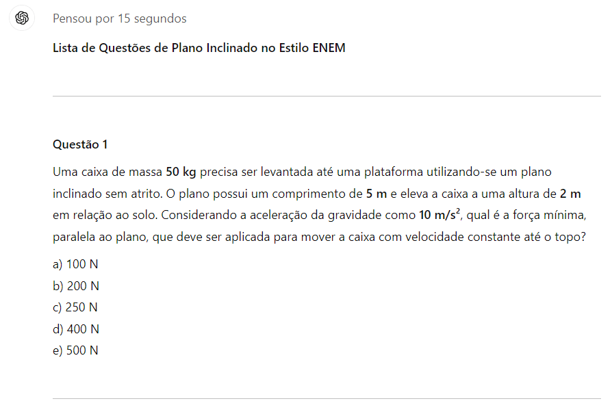 Criação de questões para simulado