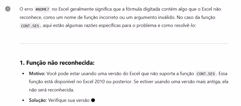 Solução do ChatGPT para o Erro #NOME?