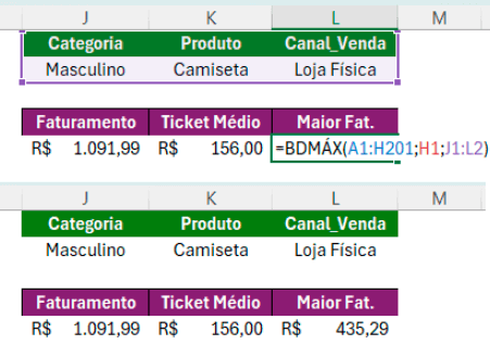 Maior faturamento com a função BDMÁX