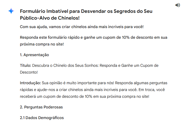 Formulário após o prompt de feedback