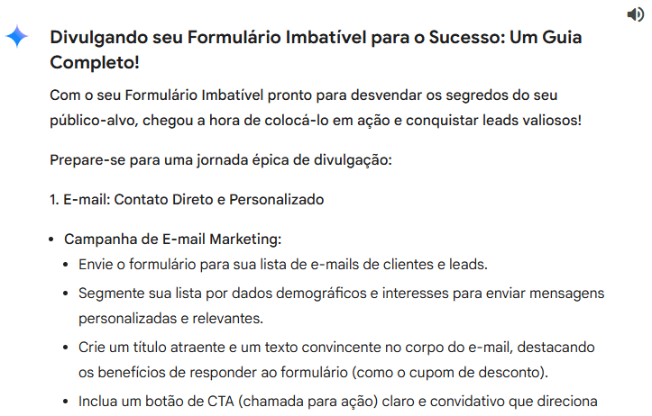 Divulgação do Formulário