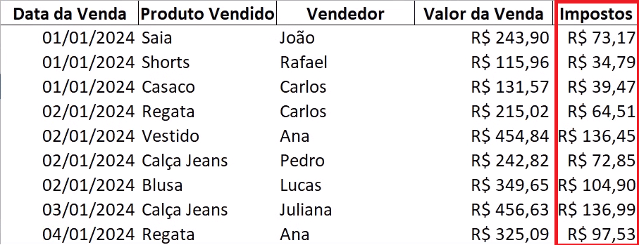 criação de uma coluna normal de Excel com copilot