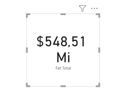card com a informação $548,51Mi Fat Total