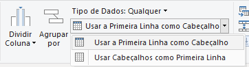 opção Usar a Primeira Linha como Cabeçalho