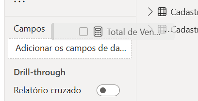 item Total de Vendas sendo arrastado para o campo do card