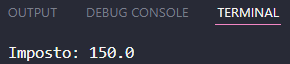 Exibindo o imposto de 150