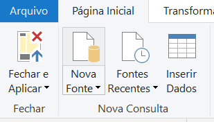 Aba página inicial com opção nova fonte selecionada.