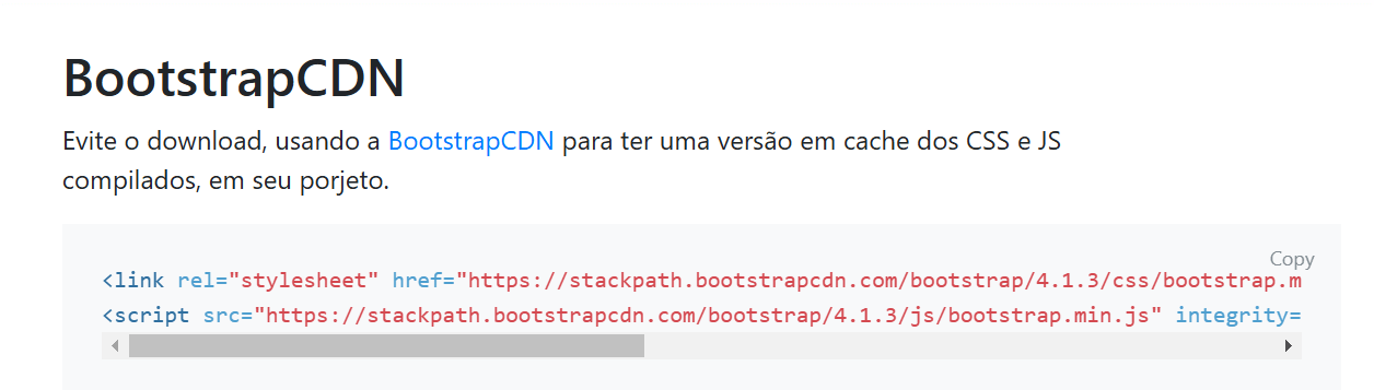 Parte do site em inglês onde ficam os links CDN