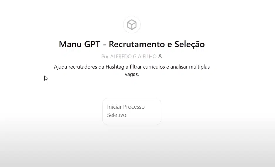 Outro exemplo de agente de IA. Desta vez Manu GPT - Recrutamento e Seleção