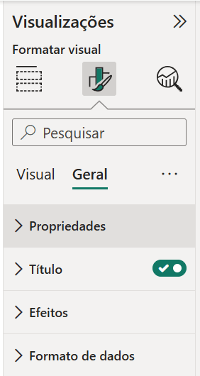 Menu Visualizações. Opção Formatações e aba Geral