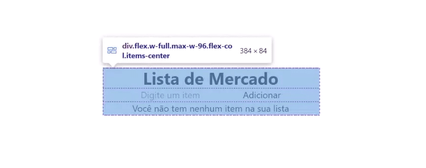 Elemento da lista de mercado em inspecionar elemento