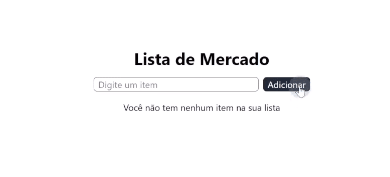 aplicação mostrando o botão em preto e com o cursos passando por cima