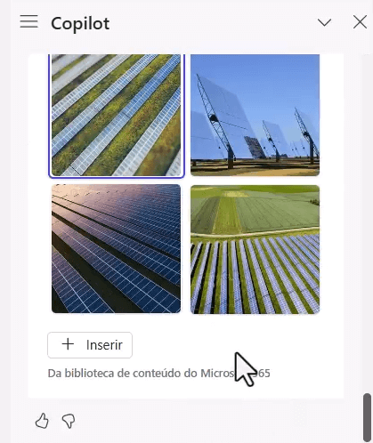 quatro opções de imagens sugeridas pelo copilot