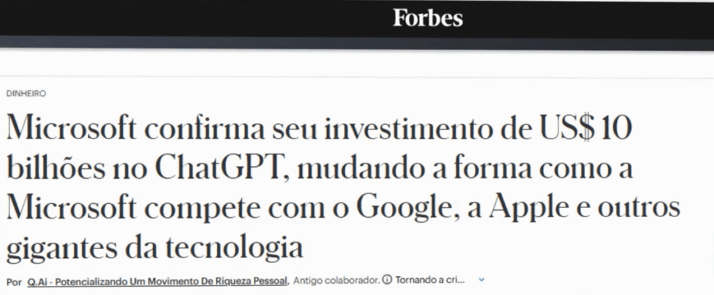 Investimento da Microsoft no ChatGPT