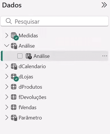 elemento de análise sendo selecionado