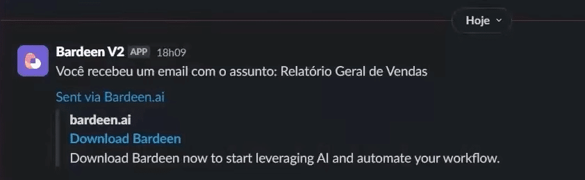 mensagem no slack