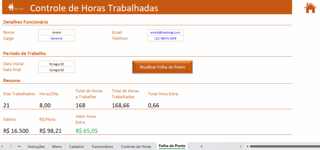 Modelos de Planilha - Modelo de Planilha de Cálculo de Horas
