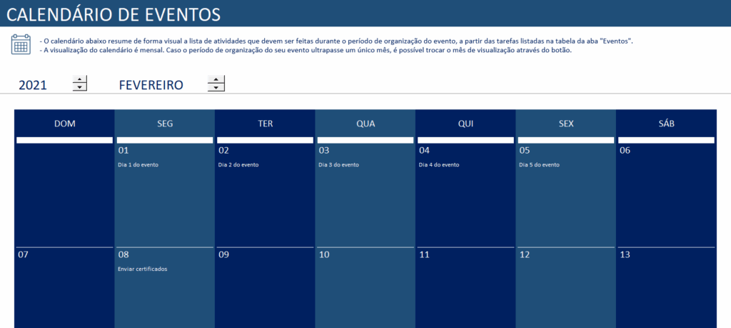 Planilha de Organizacao de Eventos