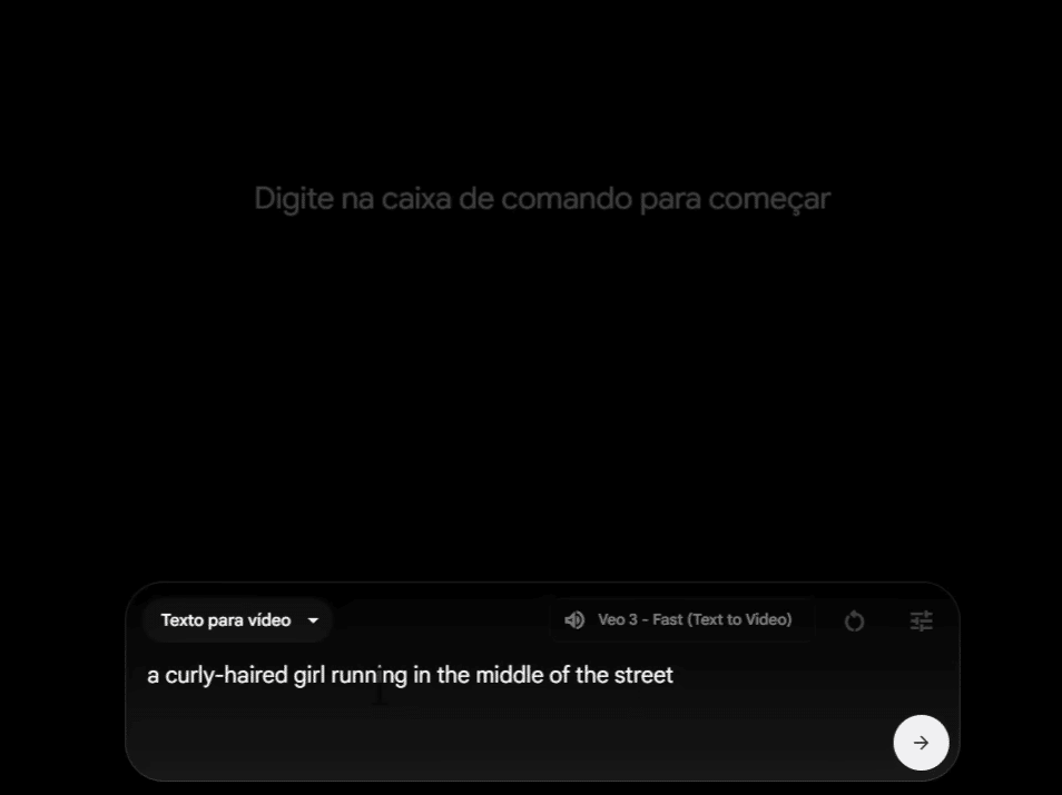 Exemplo histórico de prompt no Google Flow