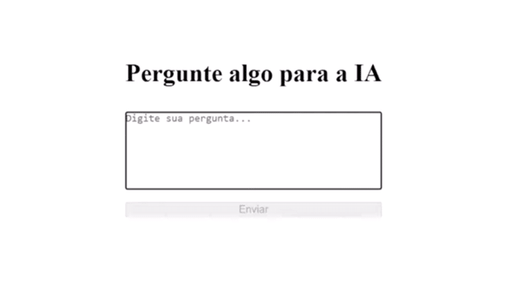 Captura de tela da interface do projeto React com o textarea, botão e área de resposta