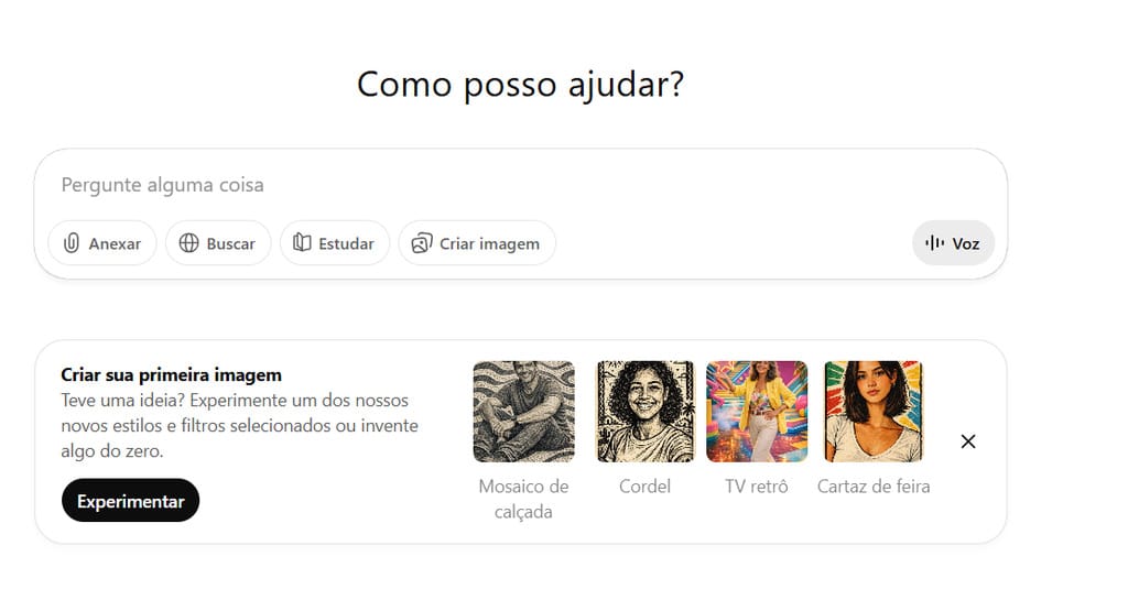 tela inicial do ChatGPT