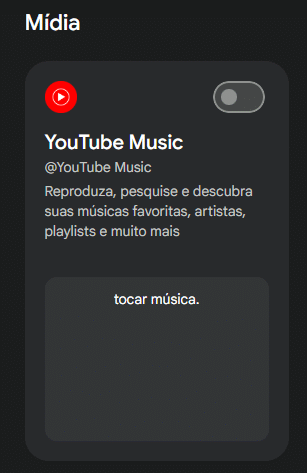 Tela do Gemini com a opção do Youtube disponível para se conectar com IA