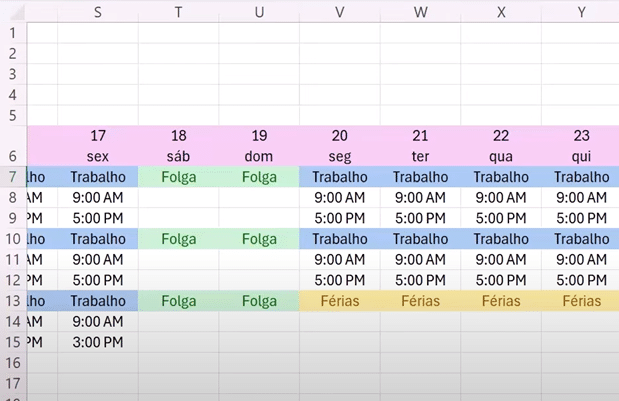 formatação condicional para destacar dias