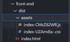 Criar a build, pasta dist com os arquivos index.html, index.js e index.css