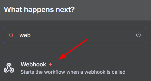 Bloco de webhook no n8n