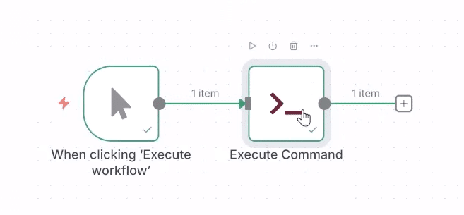 Fluxo da automação no n8n com a opção Execute Command